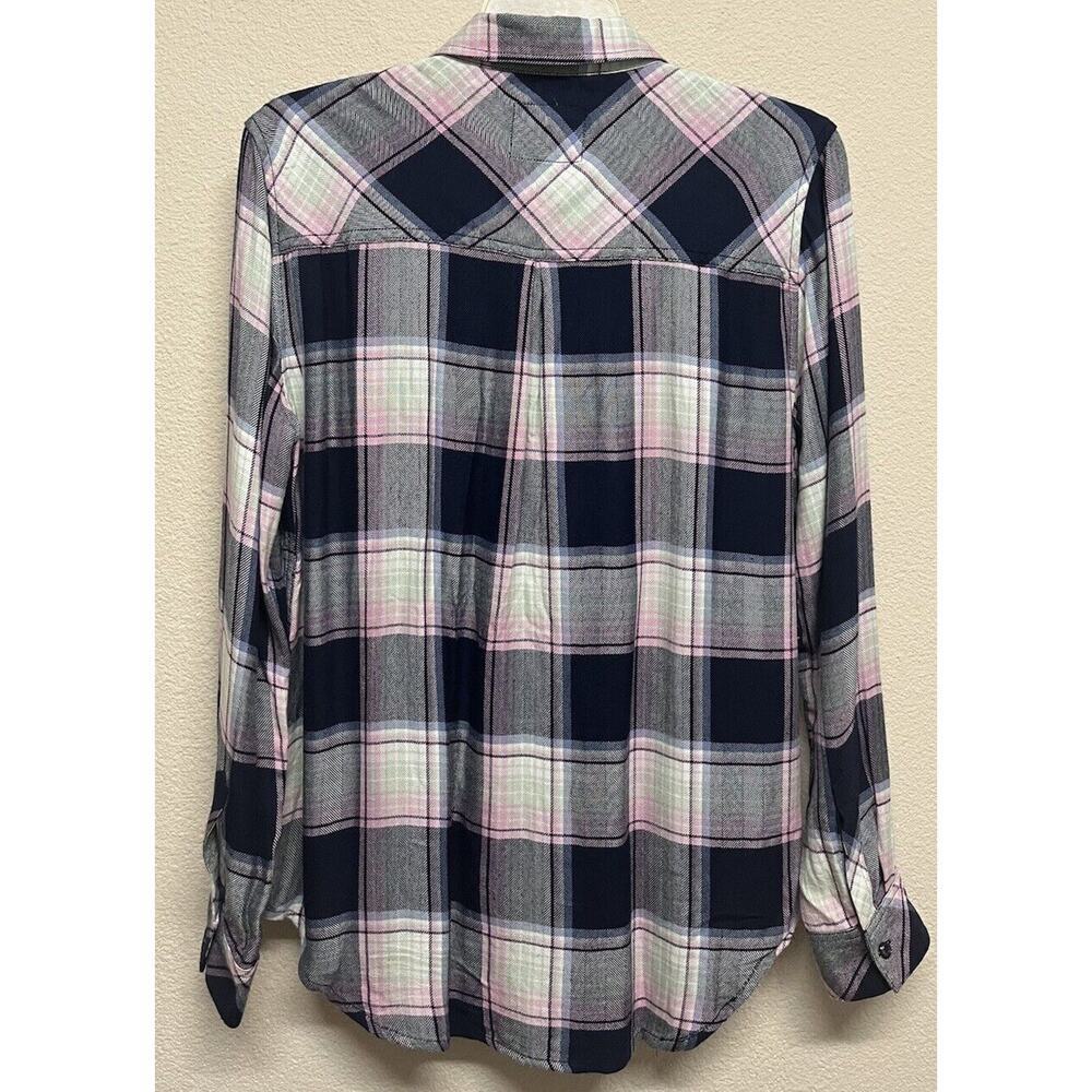 Rails Long Sleeve Button Down Shirt Blue Pink Pla… - image 5